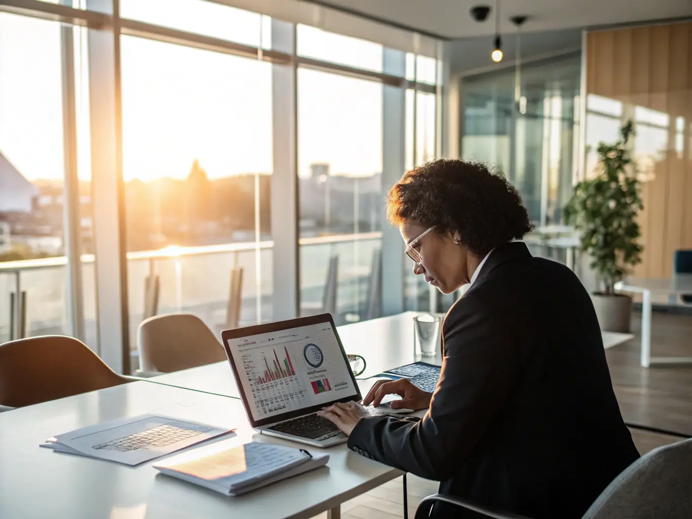 An image depicting a person working on a laptop, analyzing social media data and lead generation metrics, highlighting the data-driven approach of Adamz Auto Leads.